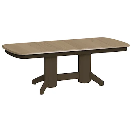 Solid Wood Double Pedestal Table with 2 12" Leaves